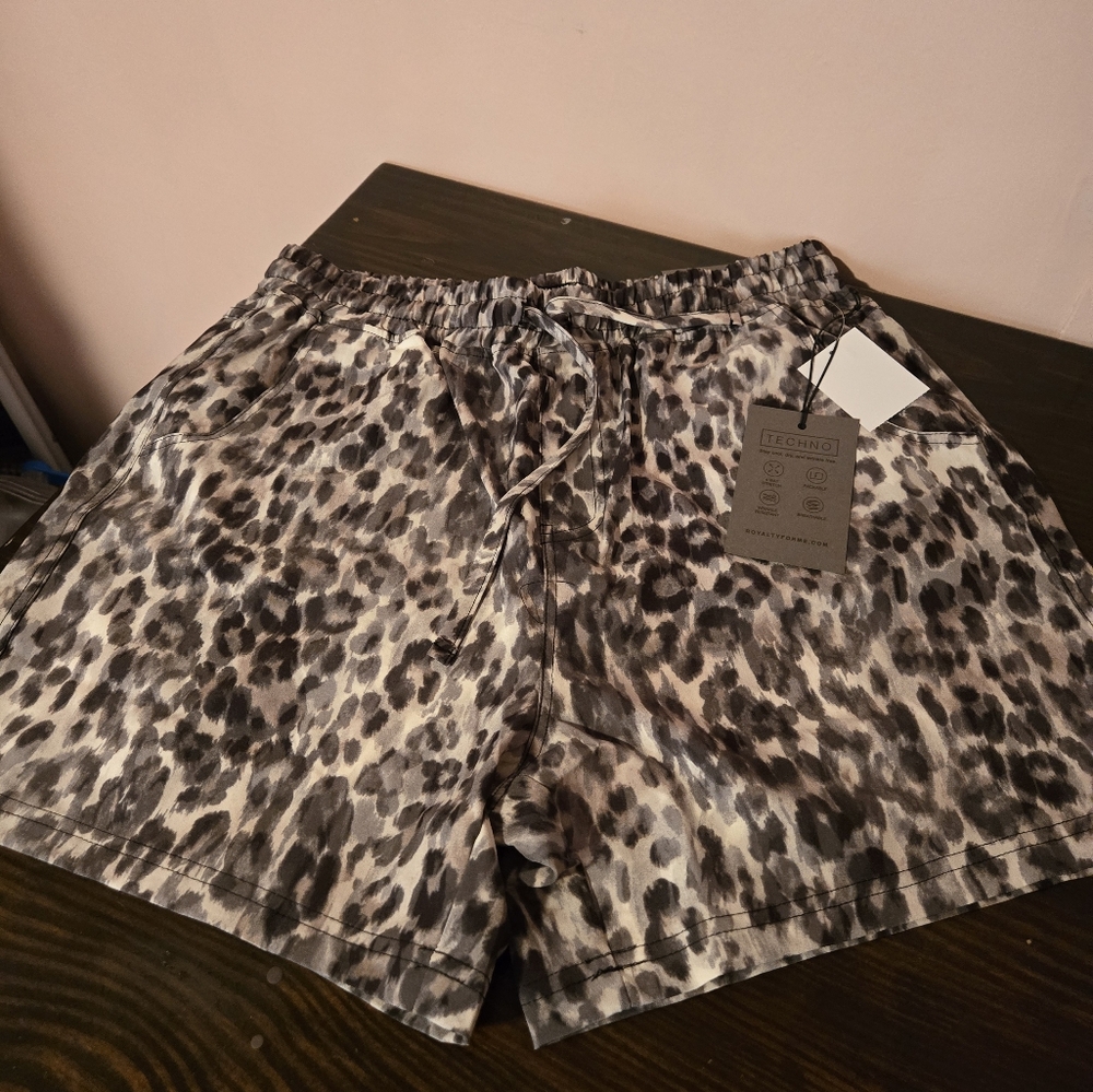 Royalty For Me Gray Leopard Print Shorts